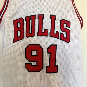 Chicago Bulls 91 Red & White Basketball Jersey